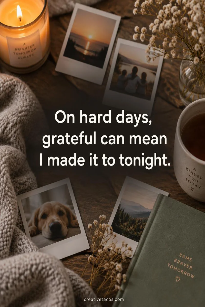 Quote card: On hard days, grateful can mean I made it to tonight.