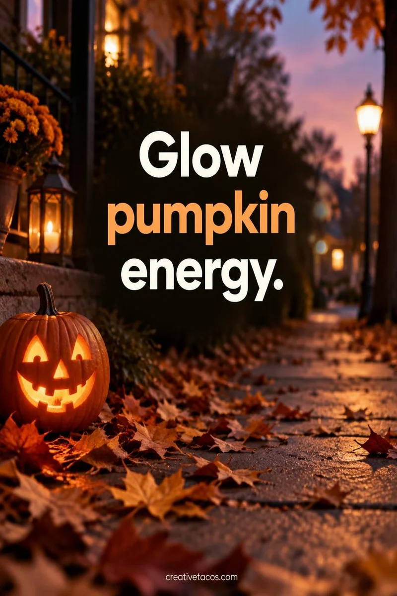 Quote card: Glow pumpkin energy.