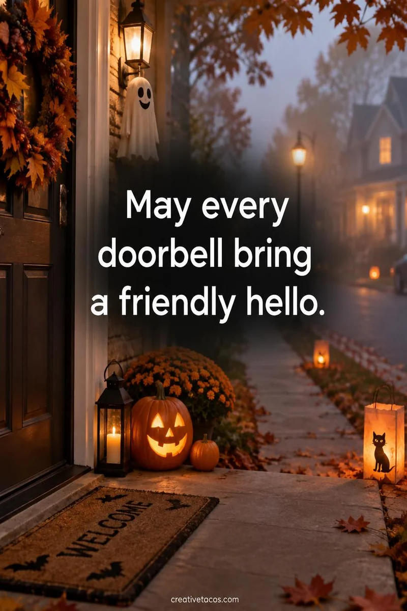 Quote card: May every doorbell bring a friendly hello.
