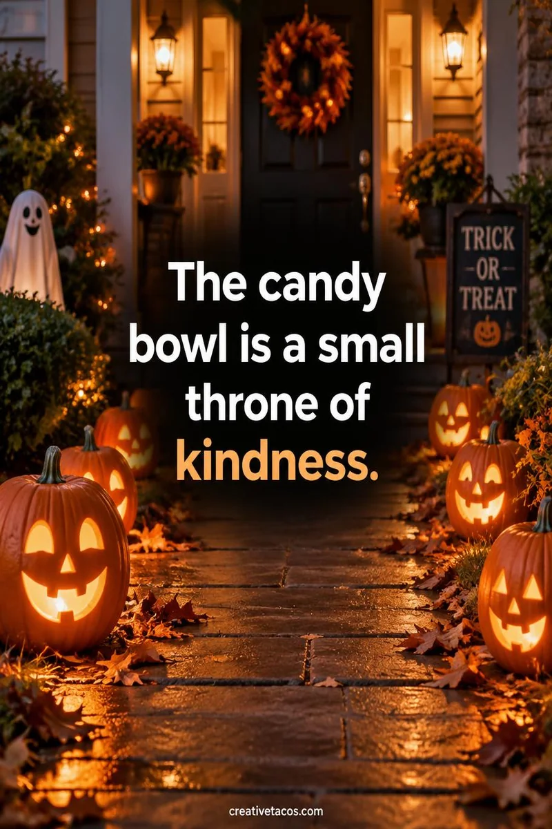Quote card: The candy bowl is a small throne of kindness.