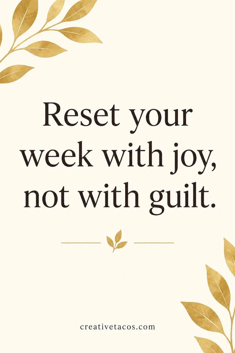 Quote card: Reset your week with joy, not with guilt.