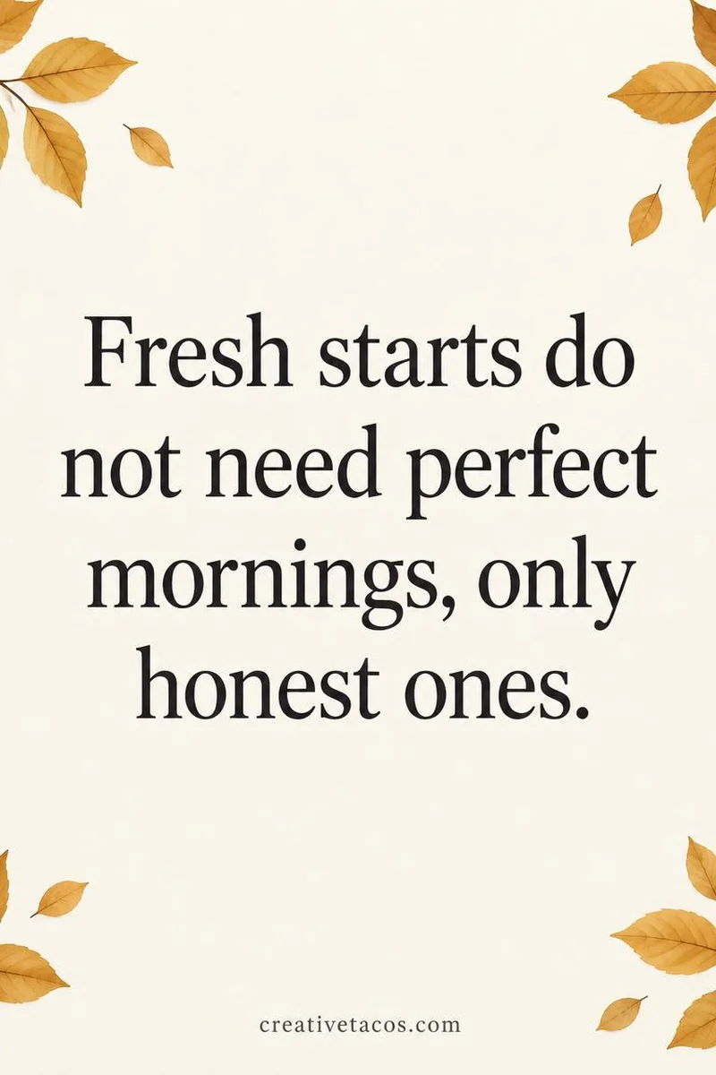 Quote card: Fresh starts do not need perfect mornings, only honest ones.