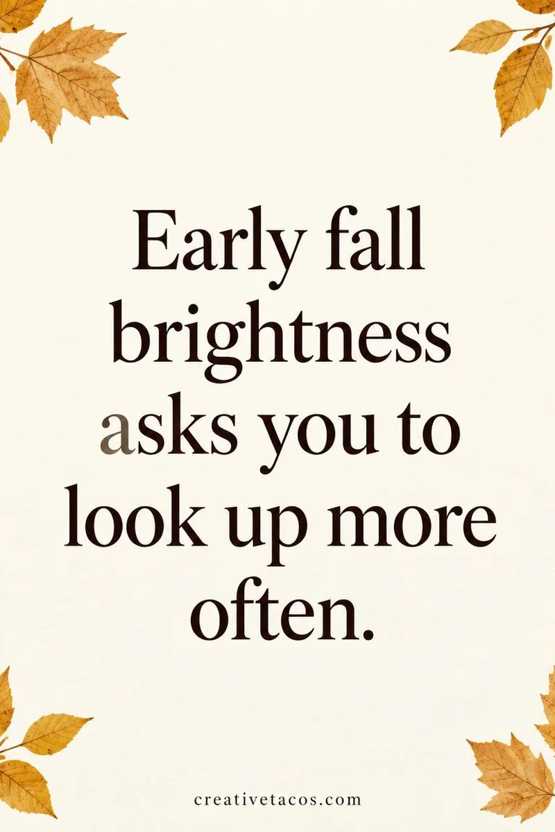 Quote card: Early fall brightness asks you to look up more often.