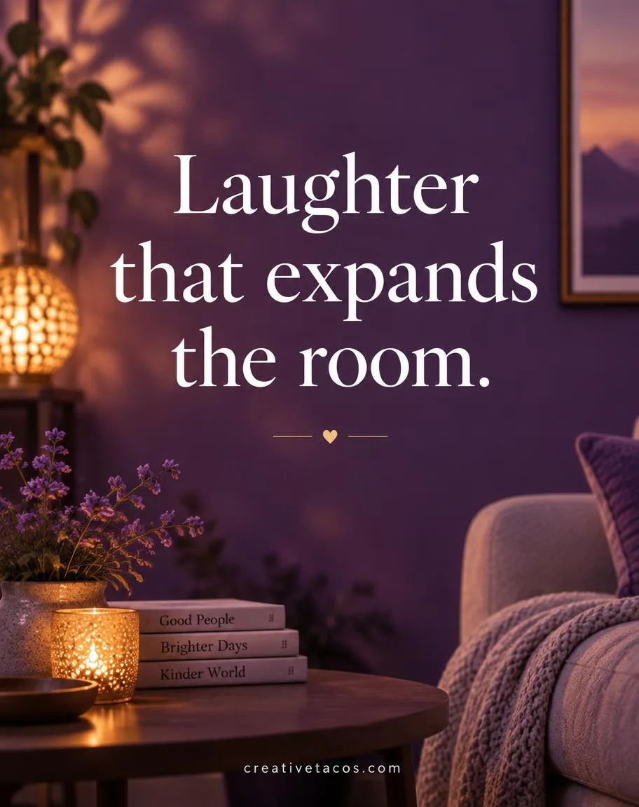 Quote card reading Laughter that expands the room with creativetacos.com footer