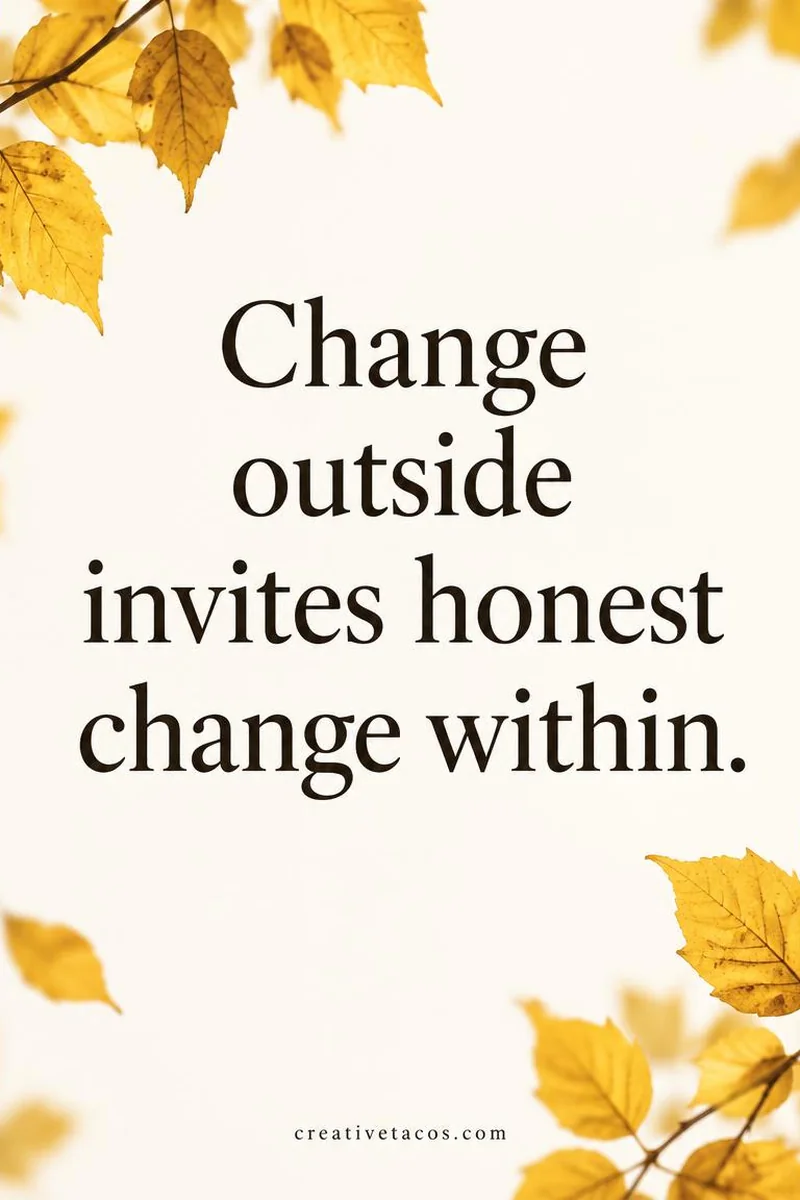 Quote card: Change outside invites honest change within.