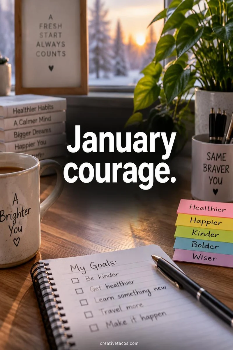 Quote card: January courage.