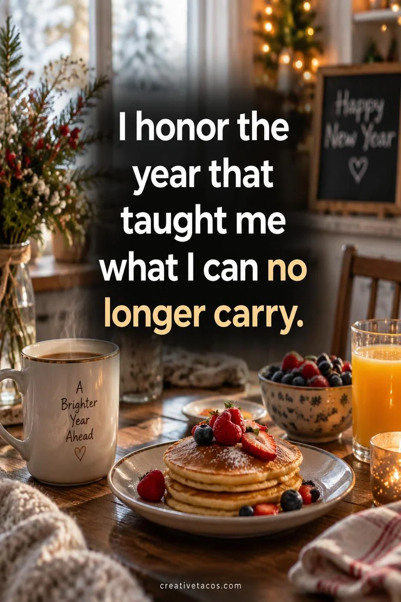 Quote card: I honor the year that taught me what I can no longer carry.