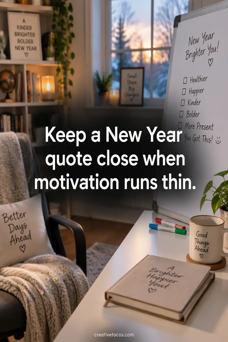 Quote card: Keep a New Year quote close when motivation runs thin.