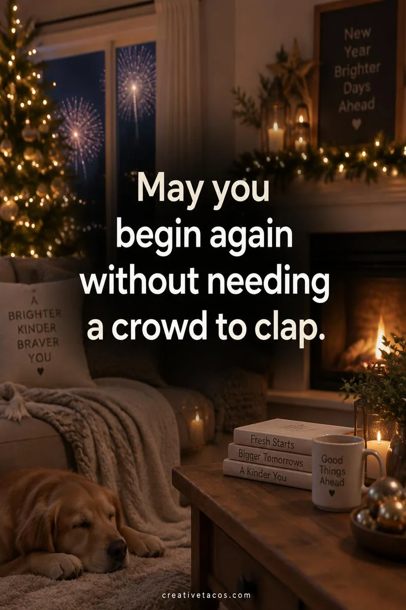 Quote card: May you begin again without needing a crowd to clap.