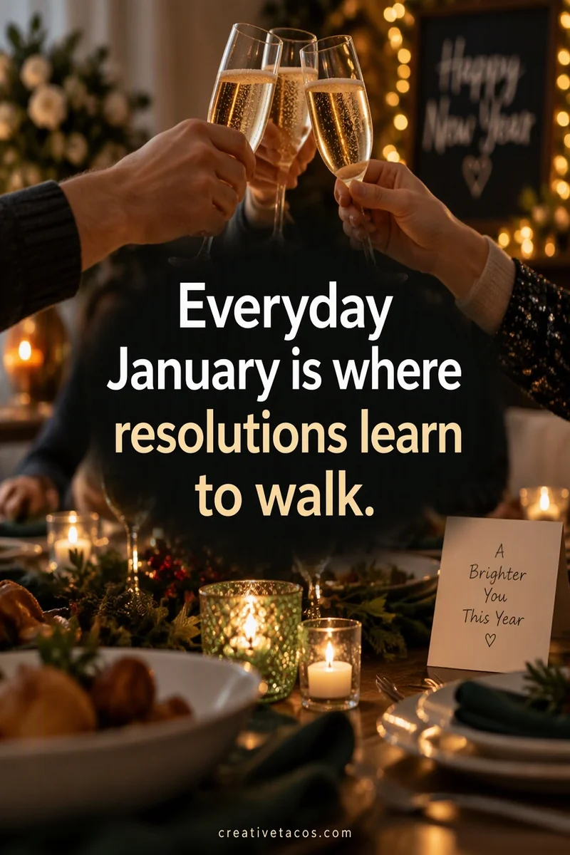 Quote card: Everyday January is where resolutions learn to walk.