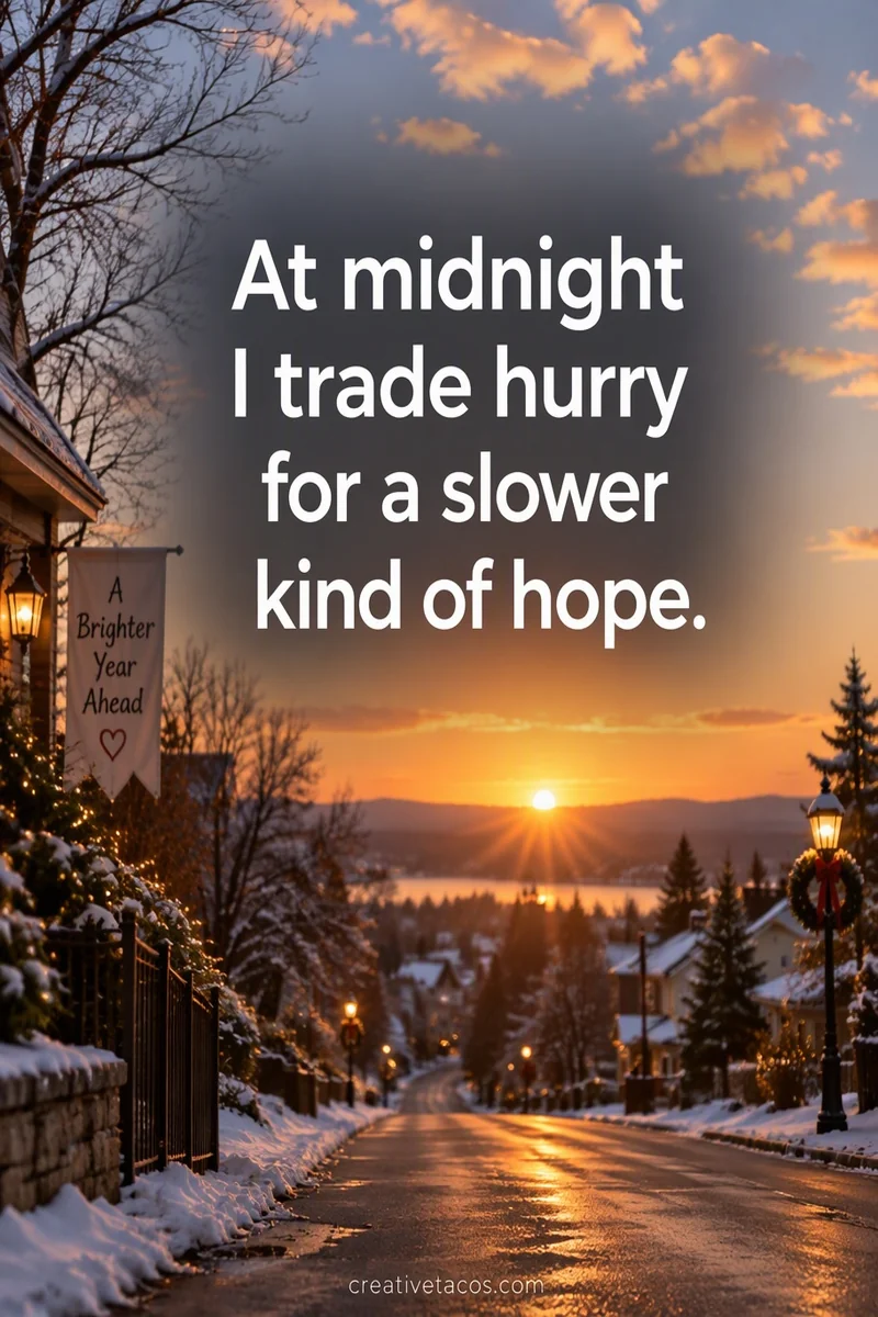 Quote card: At midnight I trade hurry for a slower kind of hope.