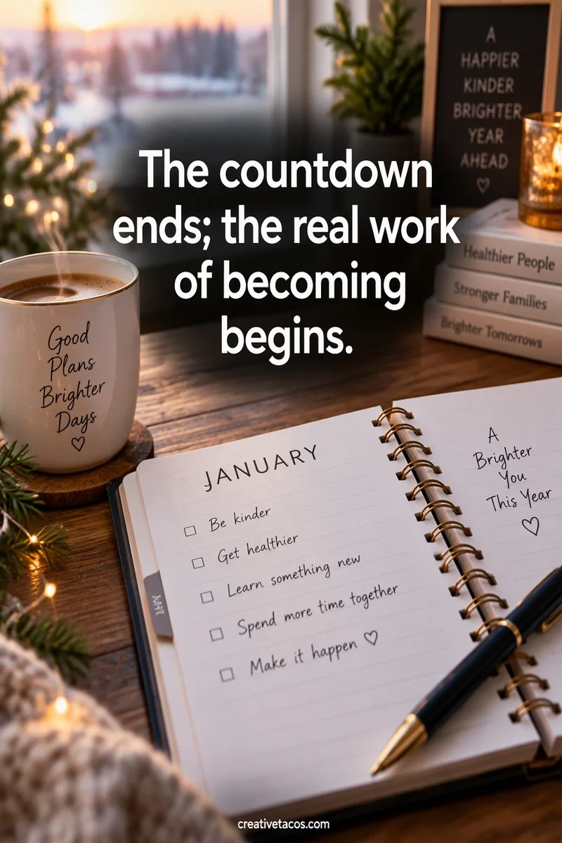 Quote card: The countdown ends; the real work of becoming begins.