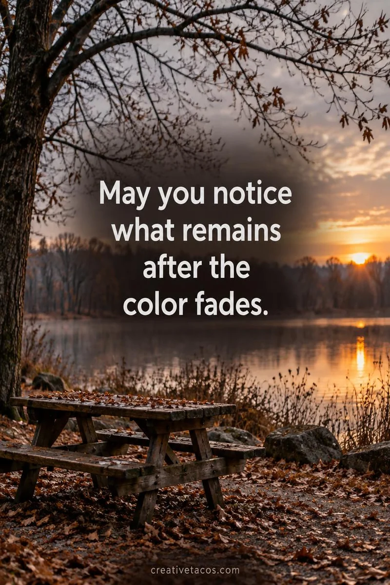 Quote card: May you notice what remains after the color fades.