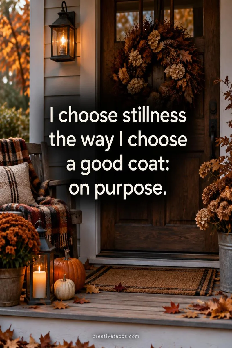 Quote card: I choose stillness the way I choose a good coat: on purpose.