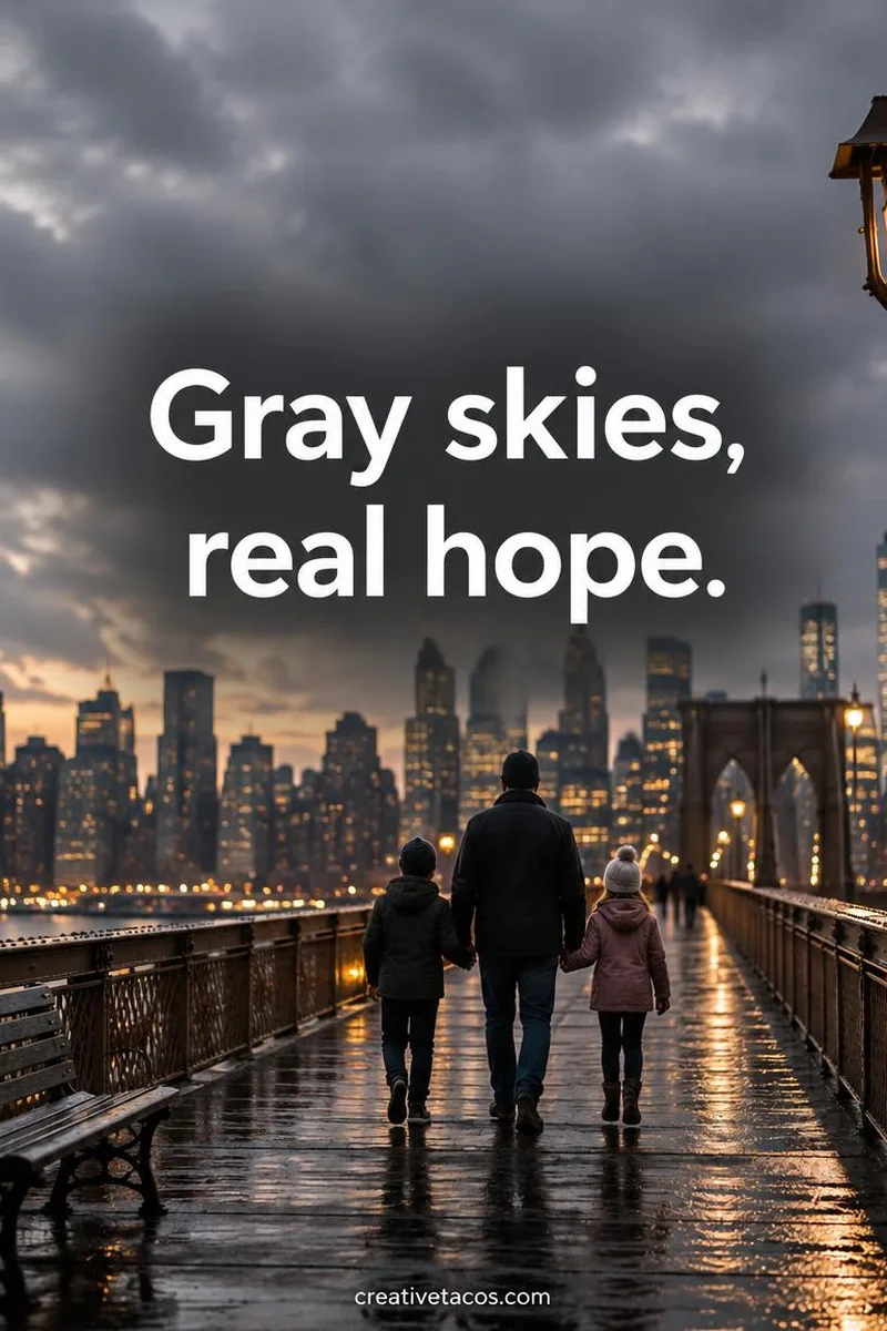 Quote card: Gray skies, real hope.