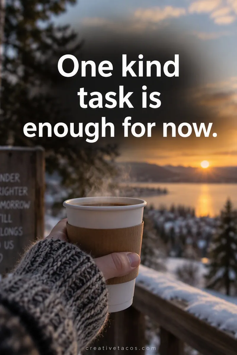 Quote card: One kind task is enough for now.