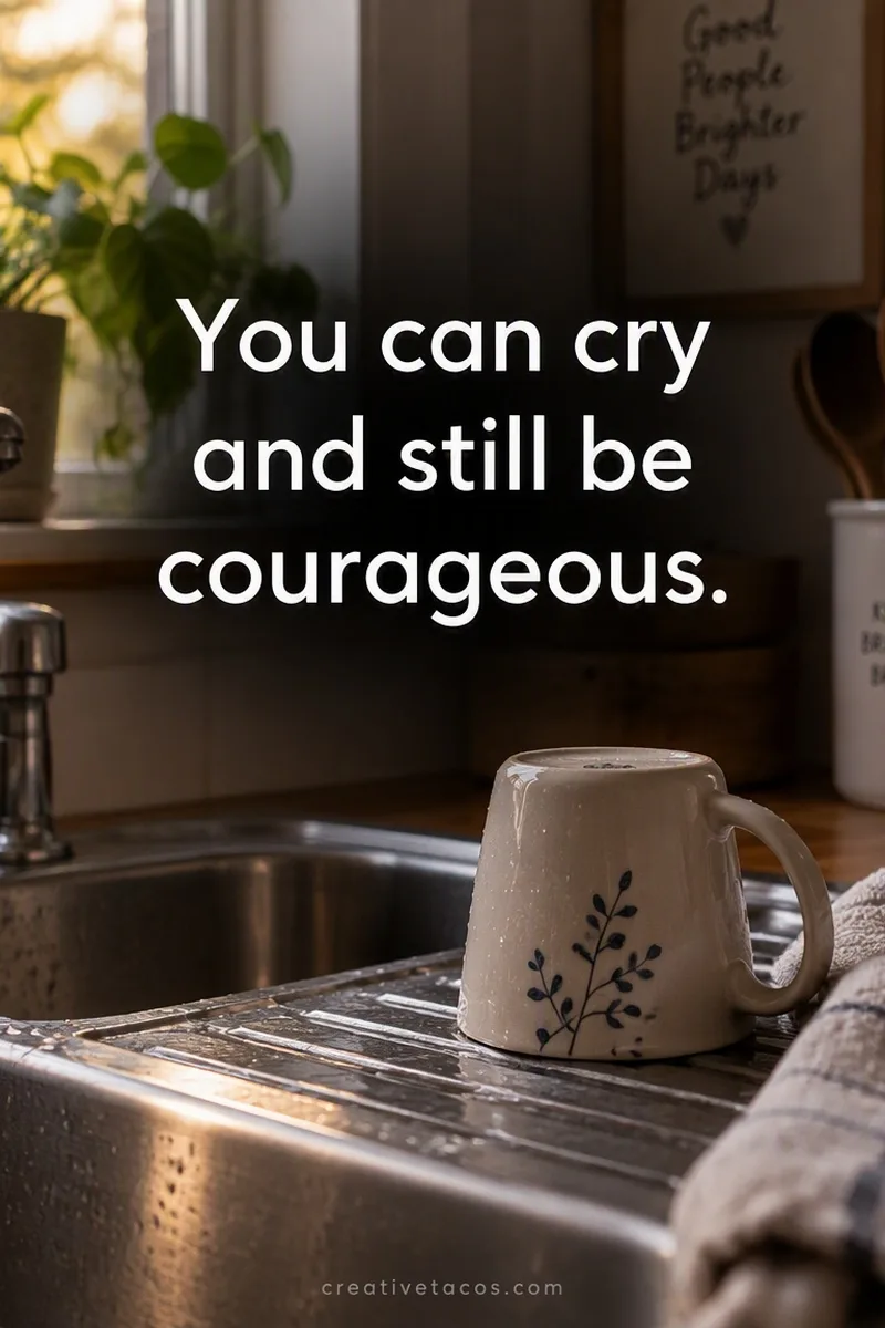 Quote card: You can cry and still be courageous.