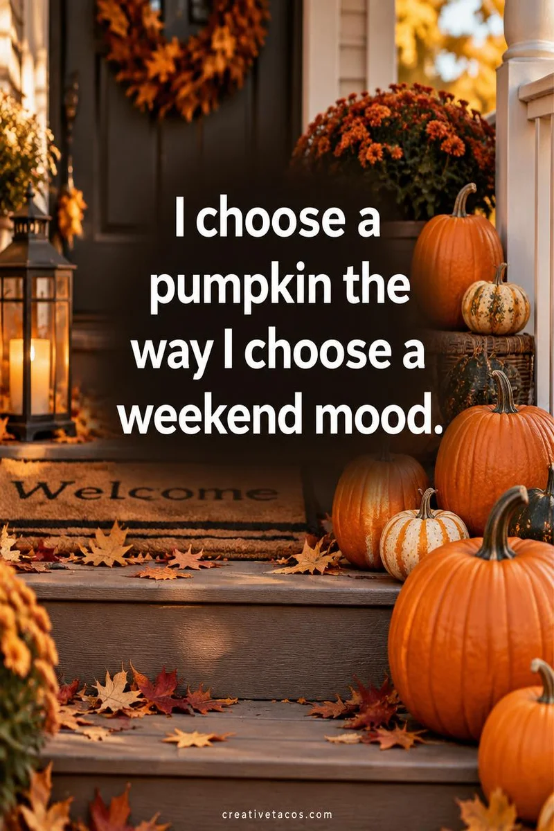 Quote card: I choose a pumpkin the way I choose a weekend mood.