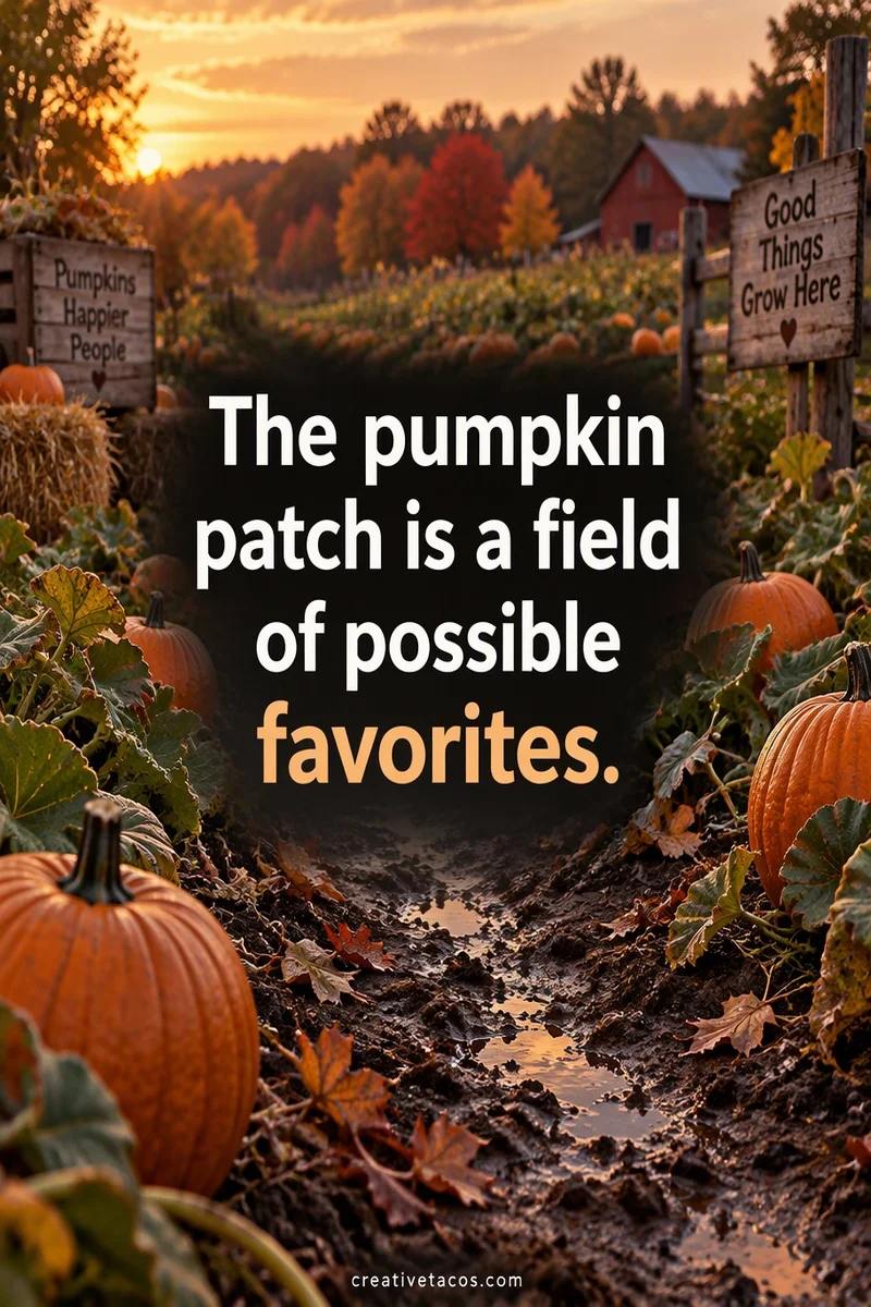 Quote card: The pumpkin patch is a field of possible favorites.