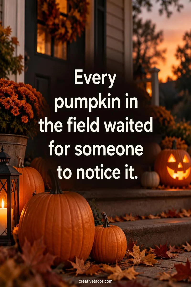 Quote card: Every pumpkin in the field waited for someone to notice it.