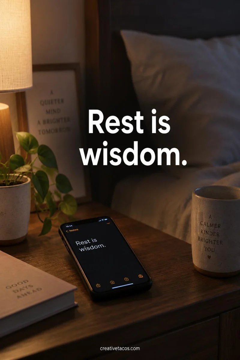 Quote card: Rest is wisdom.