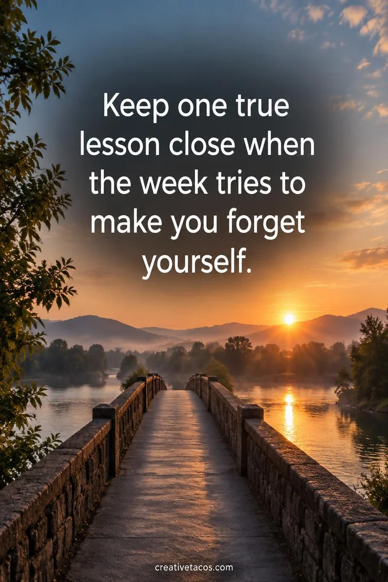 Quote card: Keep one true lesson close when the week tries to make you forget yourself.
