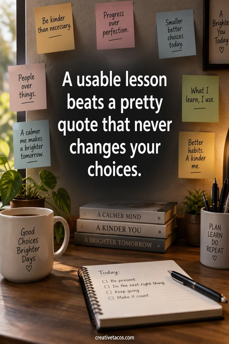 Quote card: A usable lesson beats a pretty quote that never changes your choices.