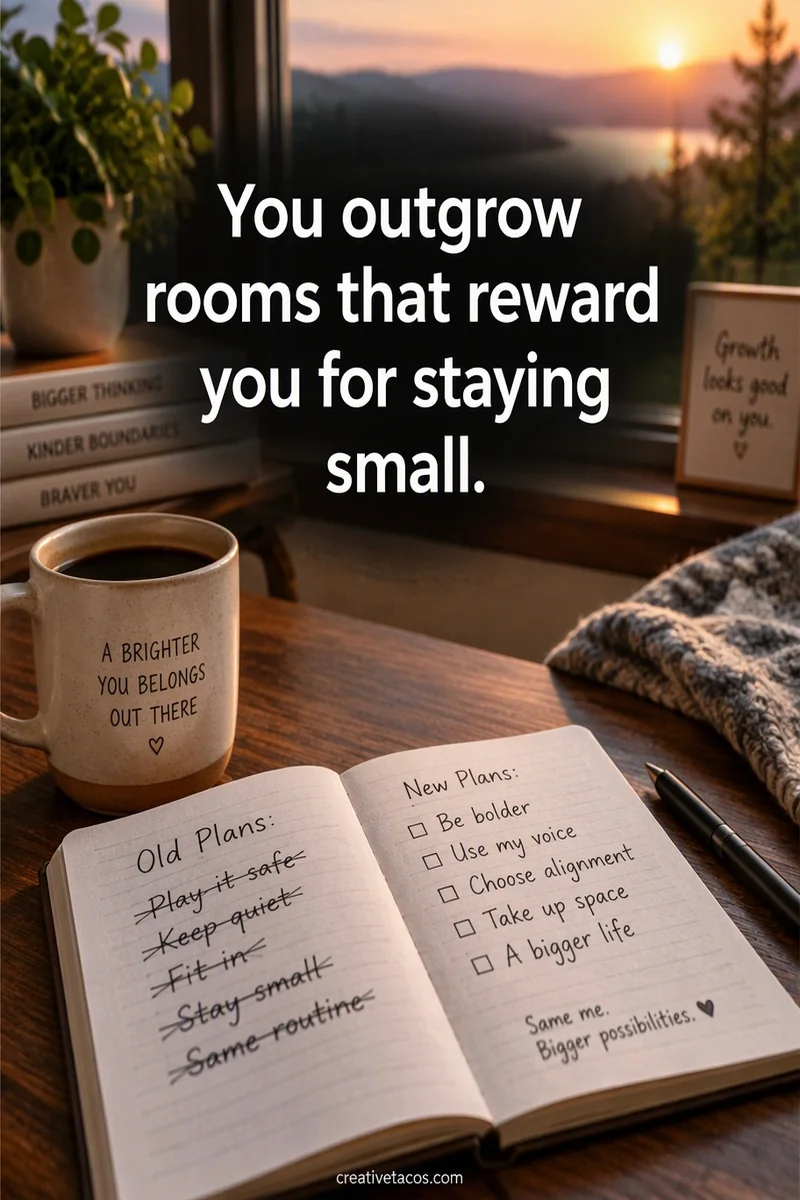 Quote card: You outgrow rooms that reward you for staying small.
