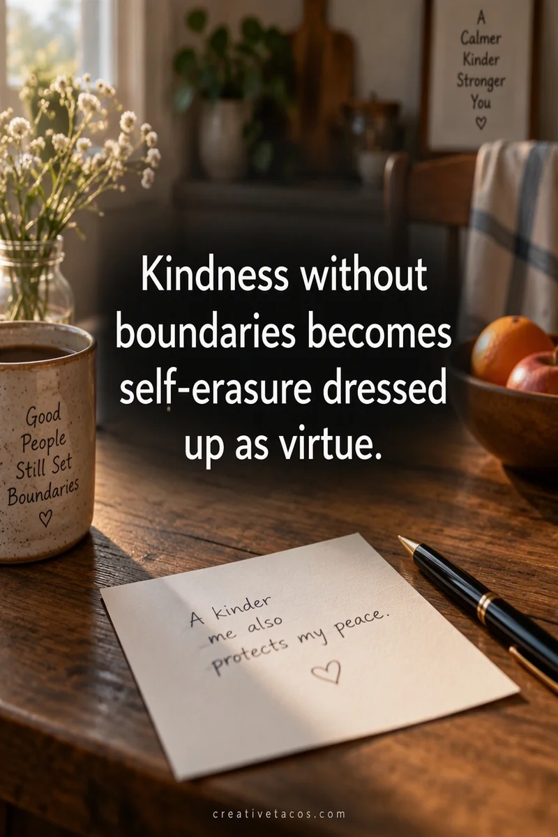 Quote card: Kindness without boundaries becomes self-erasure dressed up as virtue.