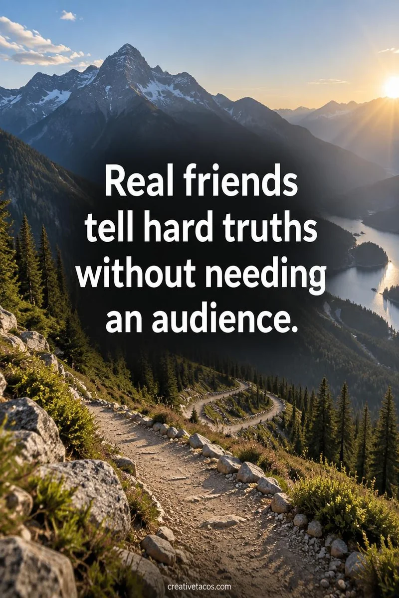 Quote card: Real friends tell hard truths without needing an audience.