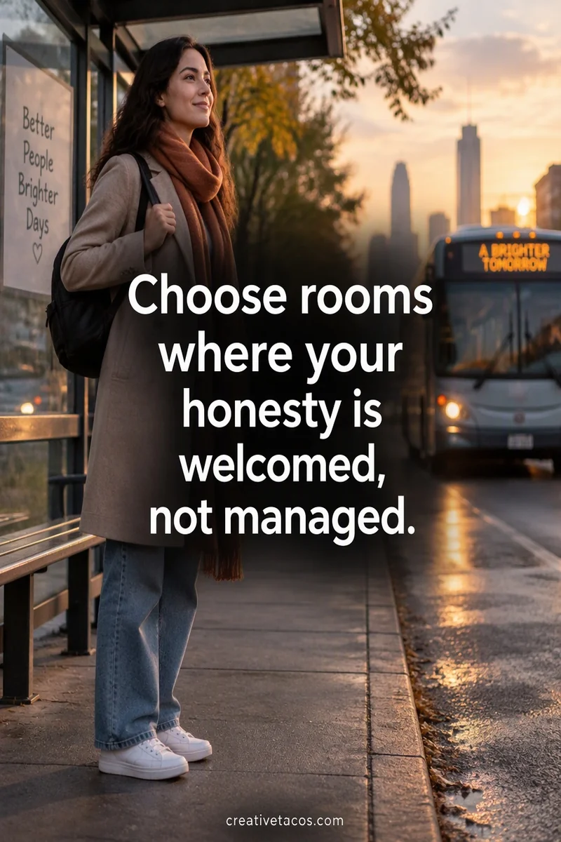 Quote card: Choose rooms where your honesty is welcomed, not managed.