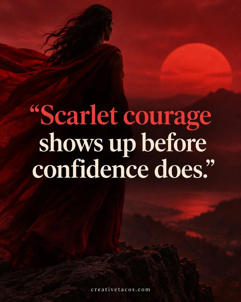 Quote card: Scarlet courage shows up before confidence does.
