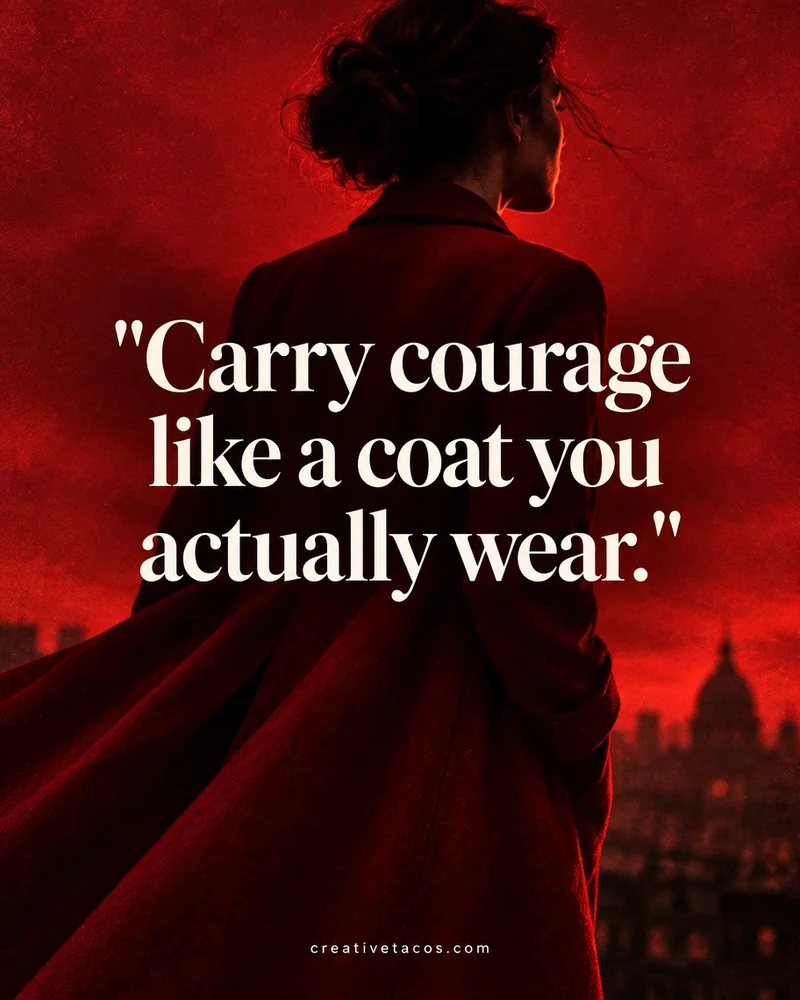 Quote card: Carry courage like a coat you actually wear.