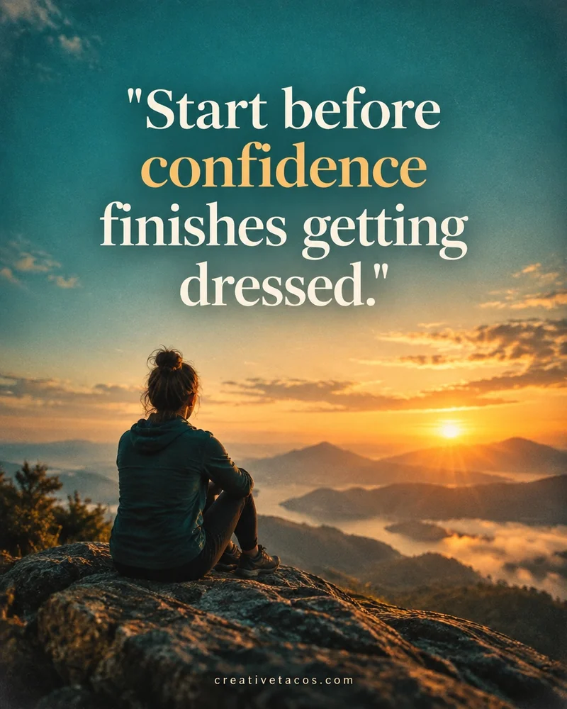 Quote card: Start before confidence finishes getting dressed.