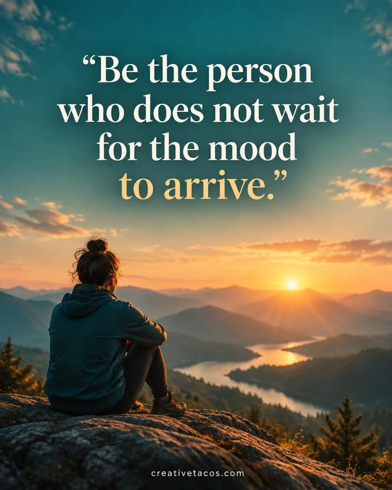 Quote card: Be the person who does not wait for the mood to arrive.