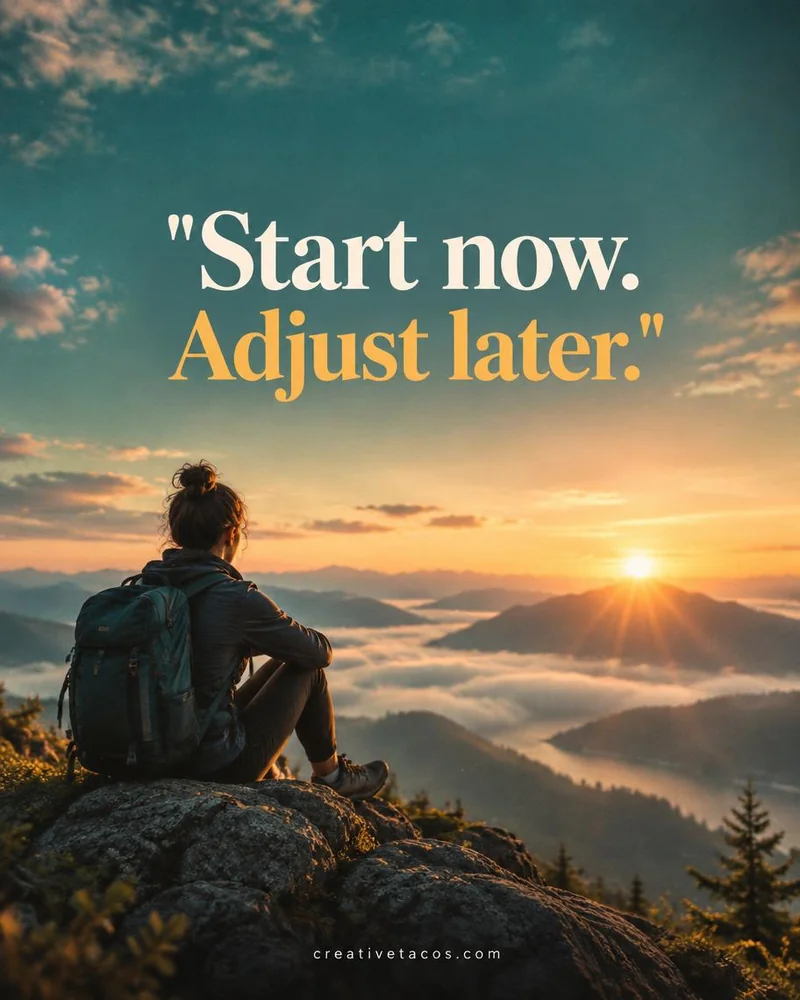 Quote card: Start now. Adjust later.