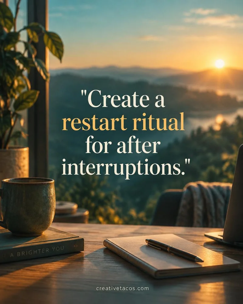 Quote card: Create a restart ritual for after interruptions.