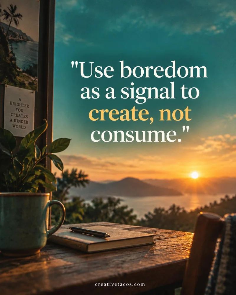 Quote card: Use boredom as a signal to create, not consume.