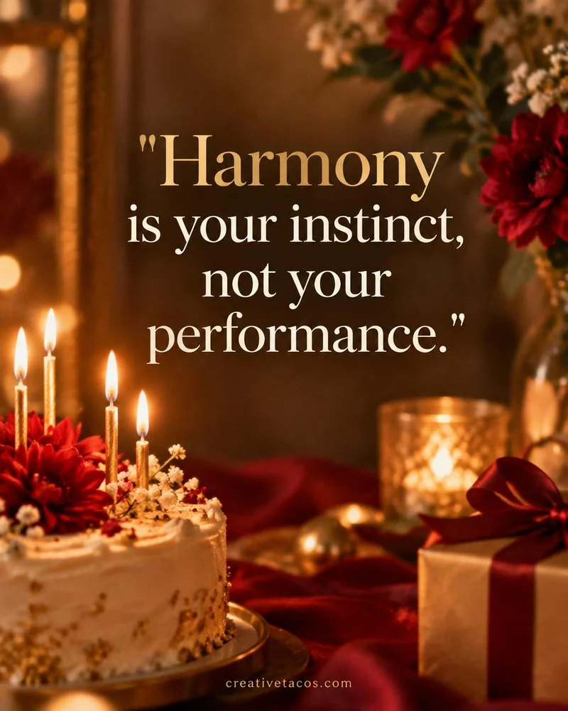 Quote card: Harmony is your instinct, not your performance.