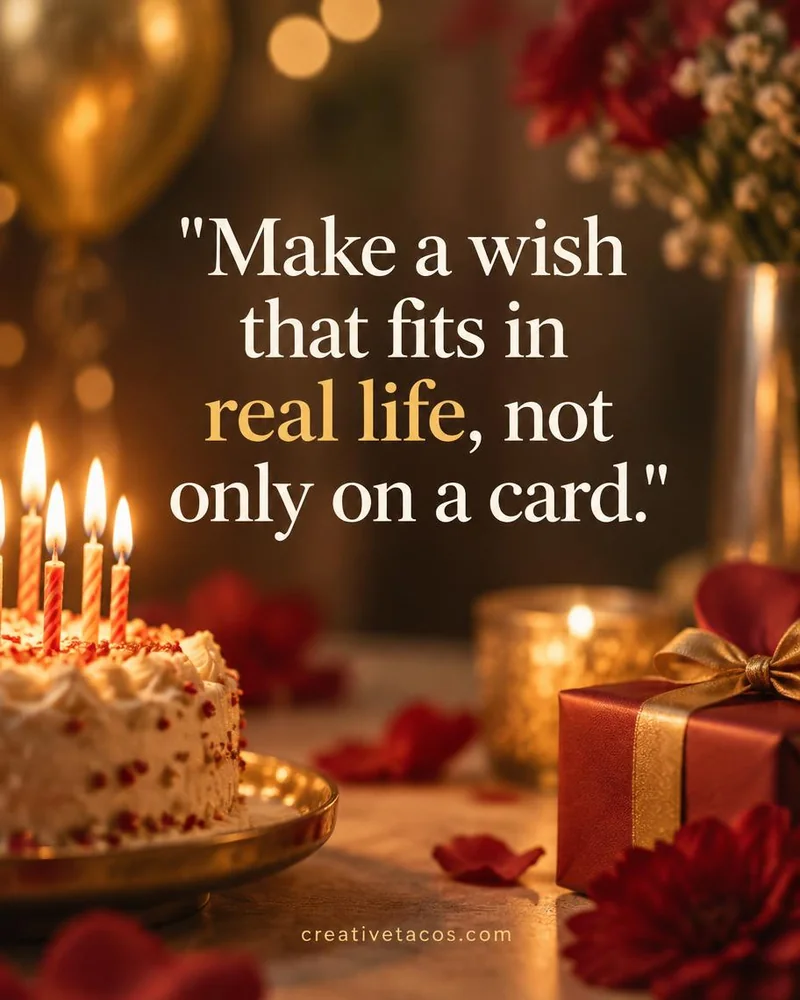 Quote card: Make a wish that fits in real life, not only on a card.