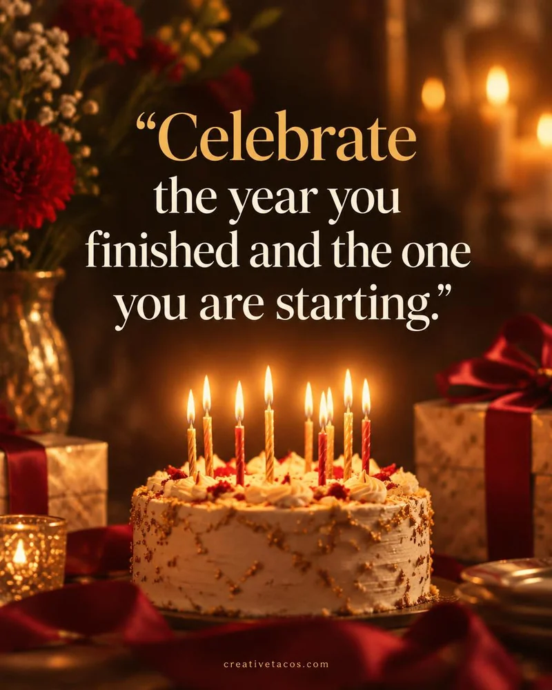 Quote card: Celebrate the year you finished and the one you are starting.