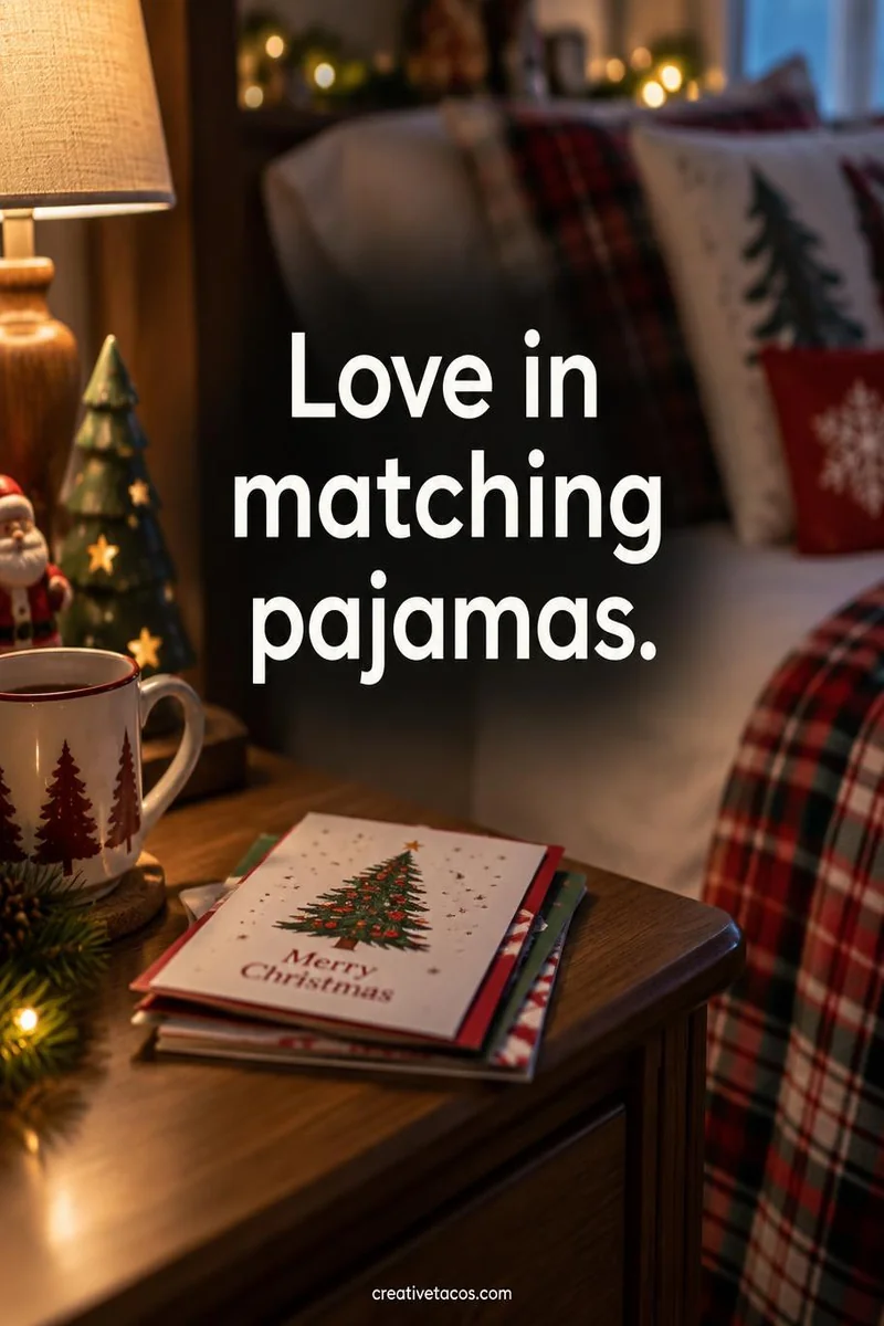 Quote card: Love in matching pajamas.