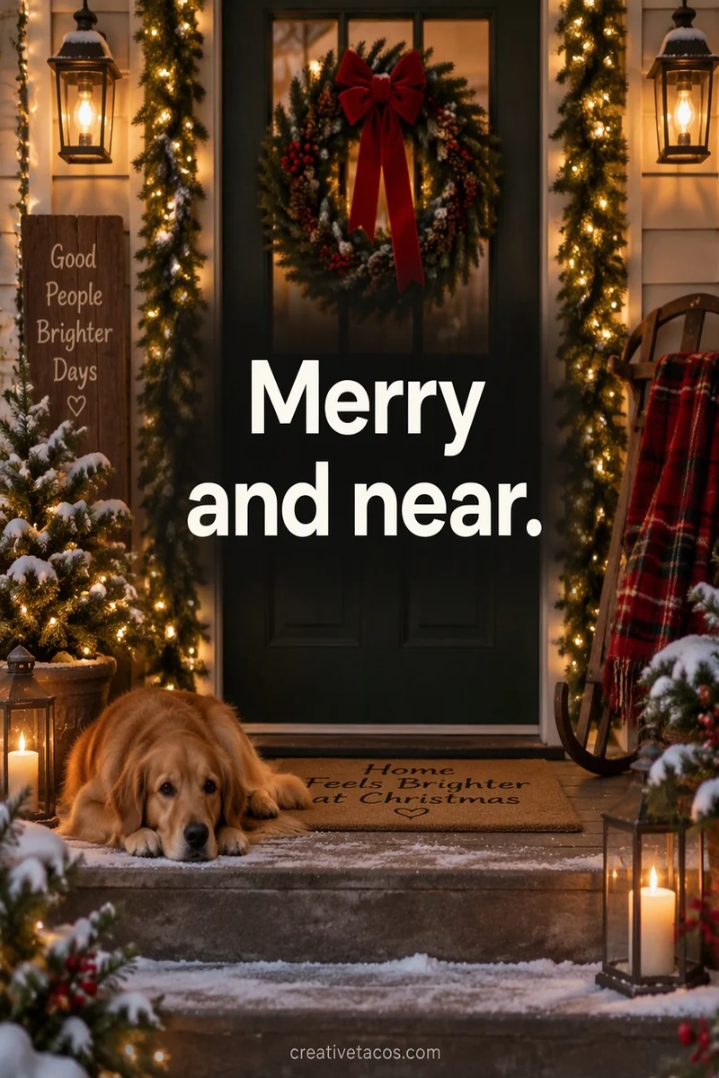 Quote card: Merry and near.
