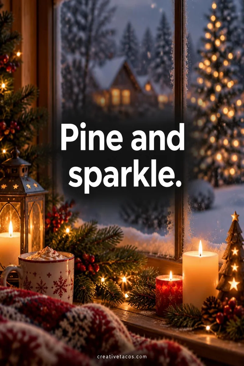 Quote card: Pine and sparkle.