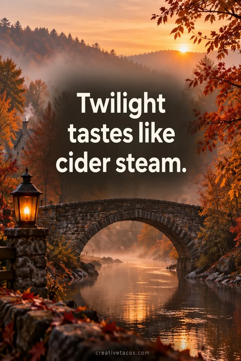 Quote card: Twilight tastes like cider steam.