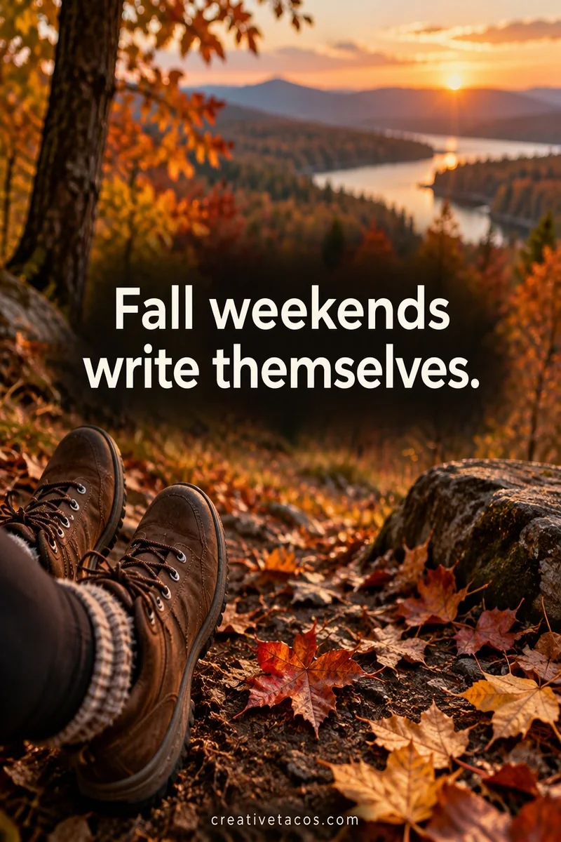 Quote card: Fall weekends write themselves.