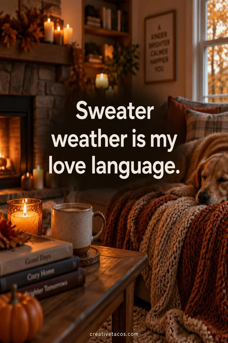 Quote card: Sweater weather is my love language.