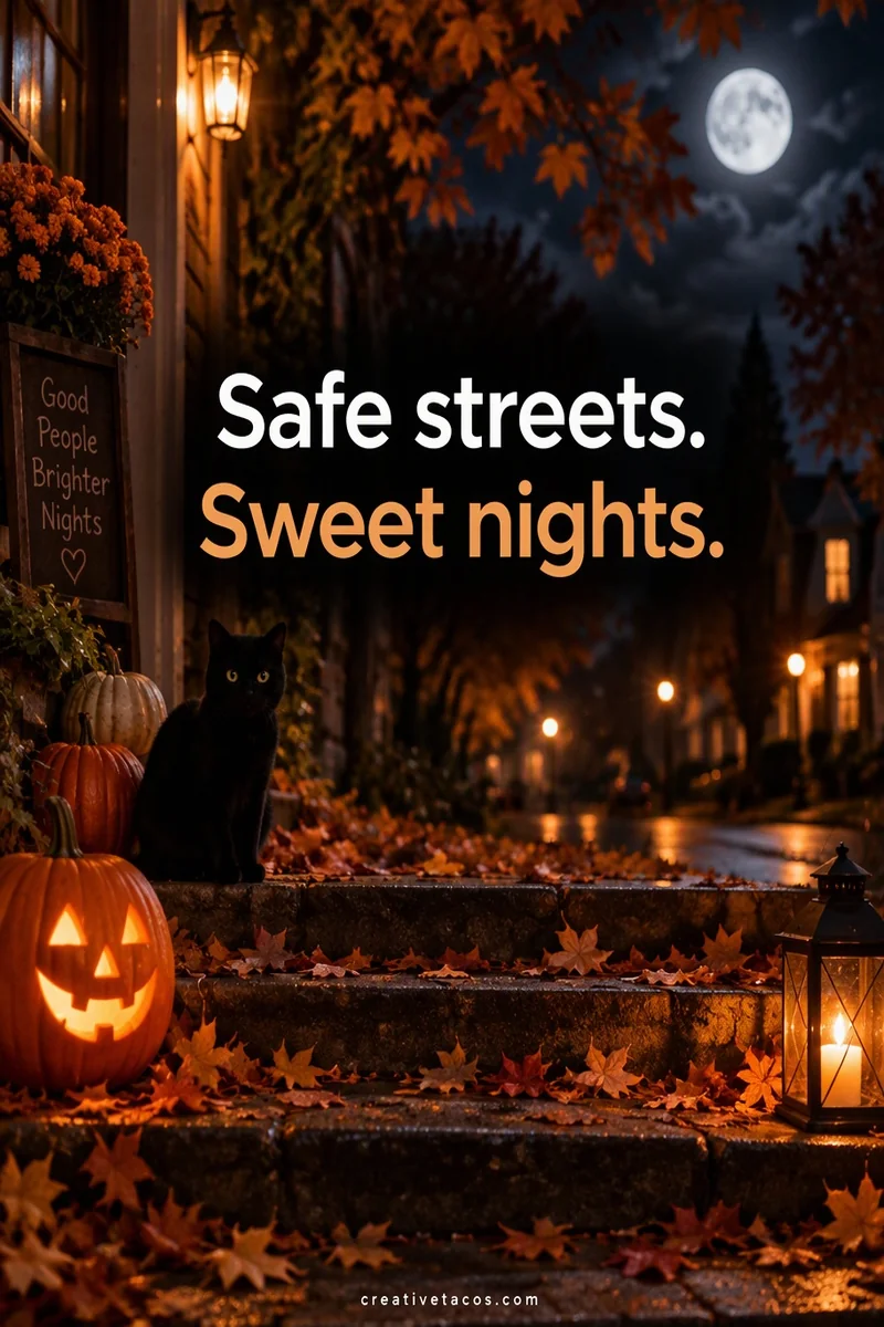 Quote card: Safe streets. Sweet nights.