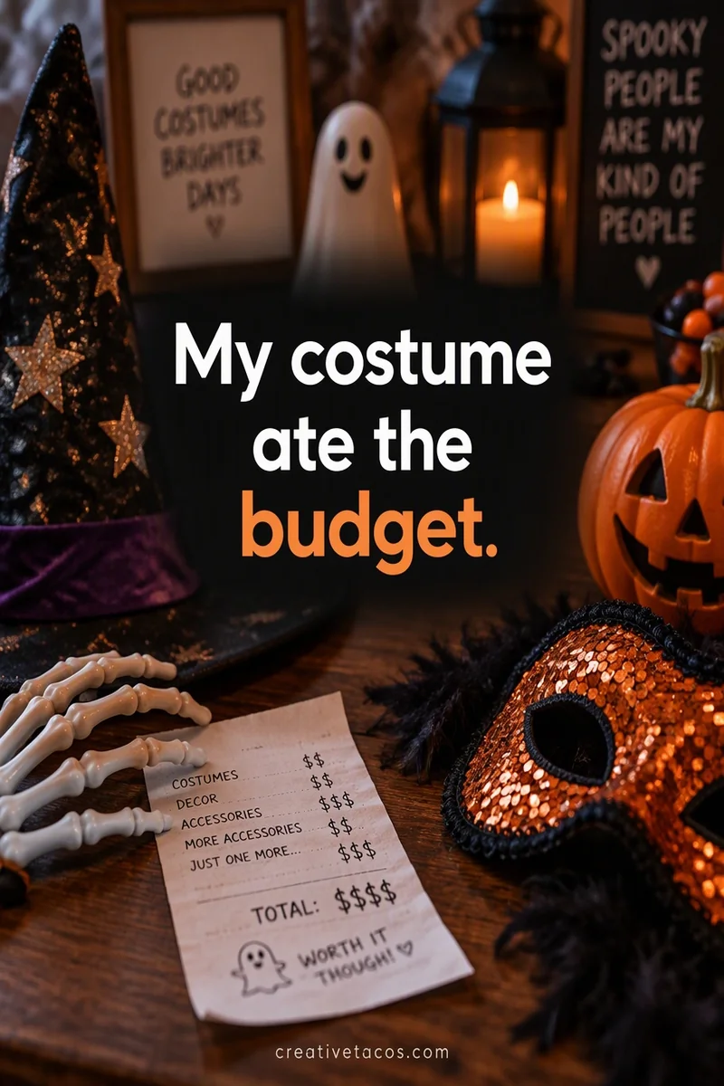 Quote card: My costume ate the budget.