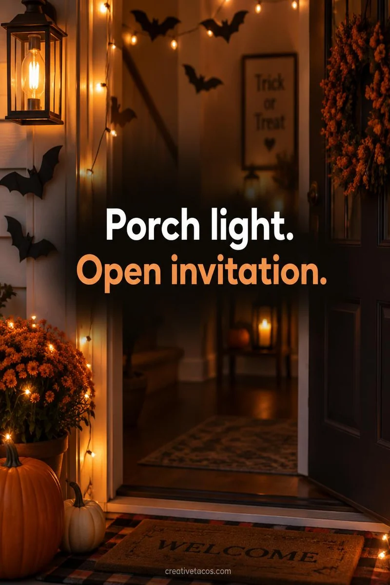 Quote card: Porch light. Open invitation.